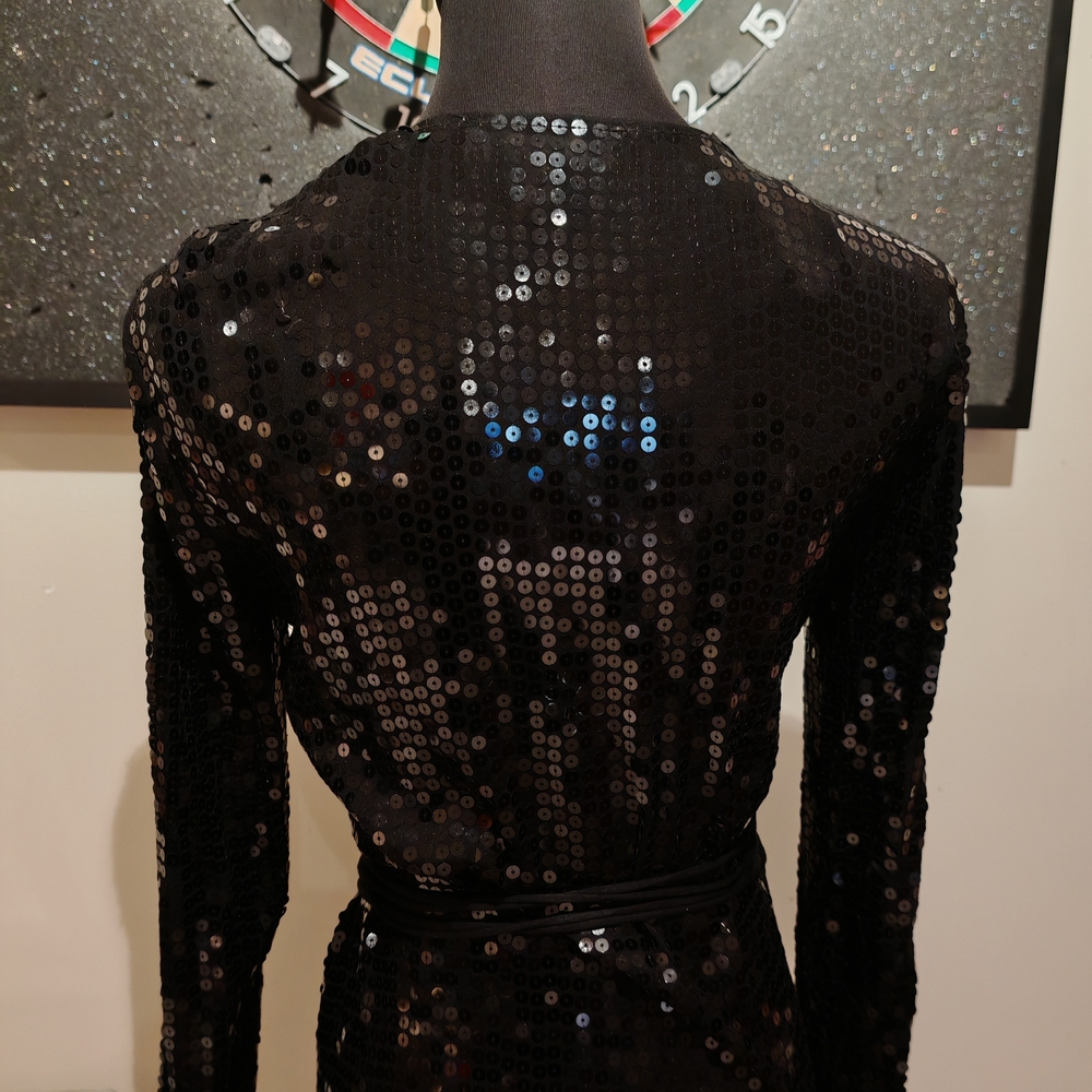 Michael Kors Black Sequin Wrap Dress - size XS or S - Picture 10 of 14